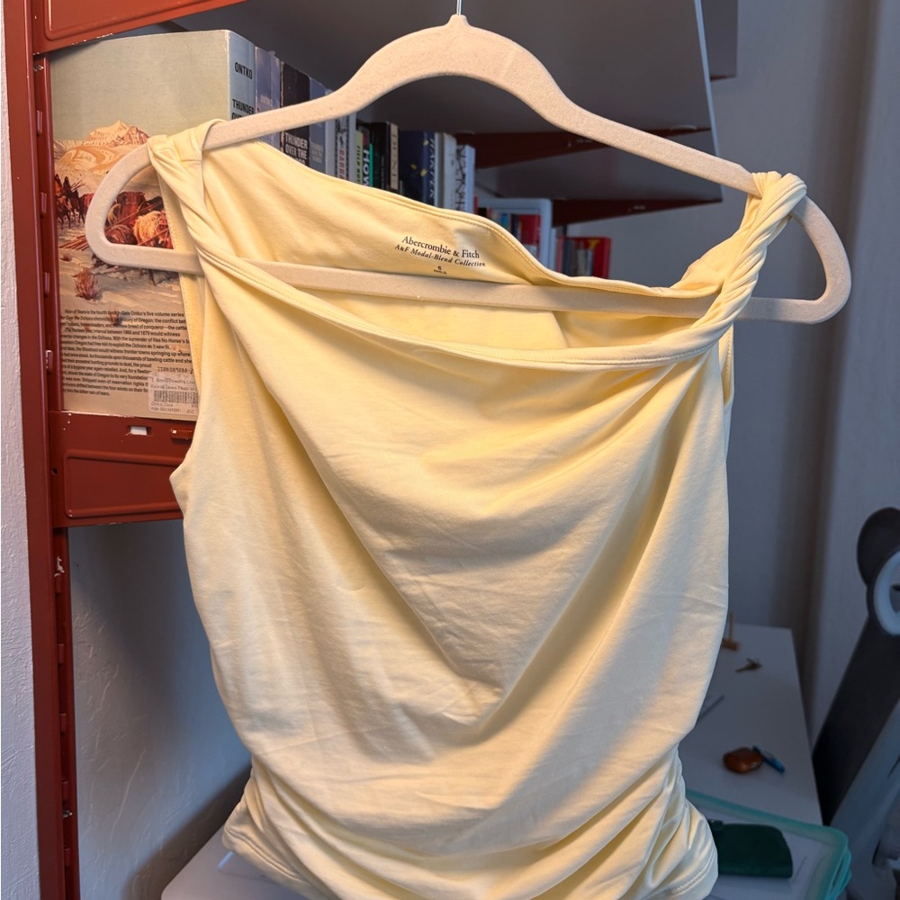 Yellow Draped Sleeveless Top